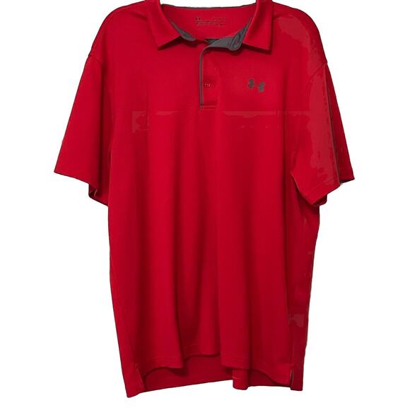 Under Armour Heatgear Men's XL Red Performance Active Golf Polo Shirt Stretch - Picture 1 of 7